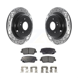 Rear Coated Drilled Slotted Disc Brake Rotors And Ceramic Pads Kit For Hyundai Genesis KDT-100935