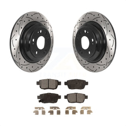 Rear Coated Drilled Slotted Disc Brake Rotors And Ceramic Pads Kit For 2009-2014 Acura TL KDT-100938