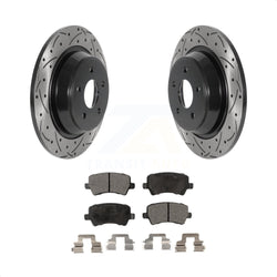 Rear Coated Drilled Slotted Disc Brake Rotors And Ceramic Pads Kit For 2012-2015 Land Rover Range Evoque KDT-100943