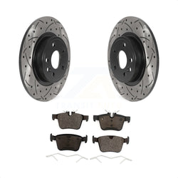 Rear Coated Drilled Slotted Disc Brake Rotors And Ceramic Pads Kit For Land Rover Discovery Sport Jaguar E-Pace KDT-100958