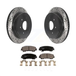 Rear Coated Drilled Slotted Disc Brake Rotors And Ceramic Pads Kit For 2017-2022 Nissan TITAN KDT-100962