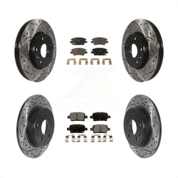 Front Rear Coated Drilled Slotted Disc Brake Rotors And Ceramic Pads Kit For Chevrolet Cruze Volt Bolt EV EUV KDT-100993