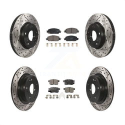 Front Rear Coated Drilled Slotted Disc Brake Rotors And Ceramic Pads Kit For 2017 Honda Accord LX-S KDT-100994