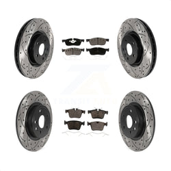 Front Rear Coated Drilled Slotted Disc Brake Rotors And Ceramic Pads Kit For Land Rover Discovery Sport Jaguar E-Pace KDT-101005