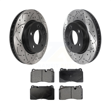 Front Coated Drilled Slotted Disc Brake Rotors And Ceramic Pads Kit For Volkswagen Touareg KDT-101016 by Transit Auto