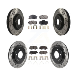 Front Rear Coated Drilled Slotted Disc Brake Rotors And Ceramic Pads Kit For 2016 Kia Soul EV From Chassis VIN #160921 KDT-101047