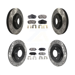 Front Rear Coated Drilled Slotted Disc Brake Rotors And Ceramic Pads Kit For Kia Soul EV KDT-101048