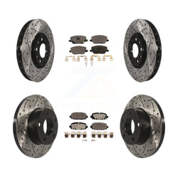 Front Rear Coated Drilled Slotted Disc Brake Rotors And Ceramic Pads Kit For Jeep Compass KDT-101100