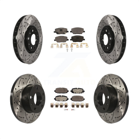 Front Rear Coated Drilled Slotted Disc Brake Rotors And Ceramic Pads Kit For Jeep Compass KDT-101100 by Transit Auto