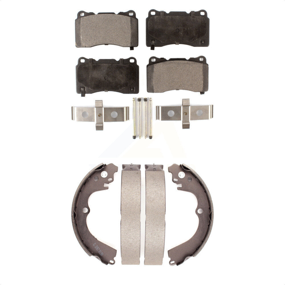 Front Rear Semi-Metallic Brake Pads And Drum Shoes Kit For 2004 Subaru Impreza WRX STI KFN-100001 by Transit Auto