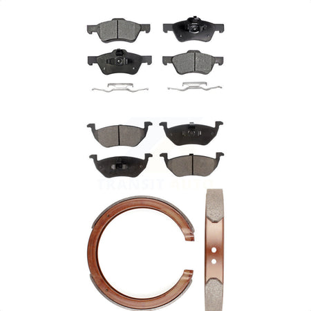 Front Rear Semi-Metallic Brake Pads And Parking Shoes Kit For 2008 Mazda Tribute KFN-100559 by Transit Auto