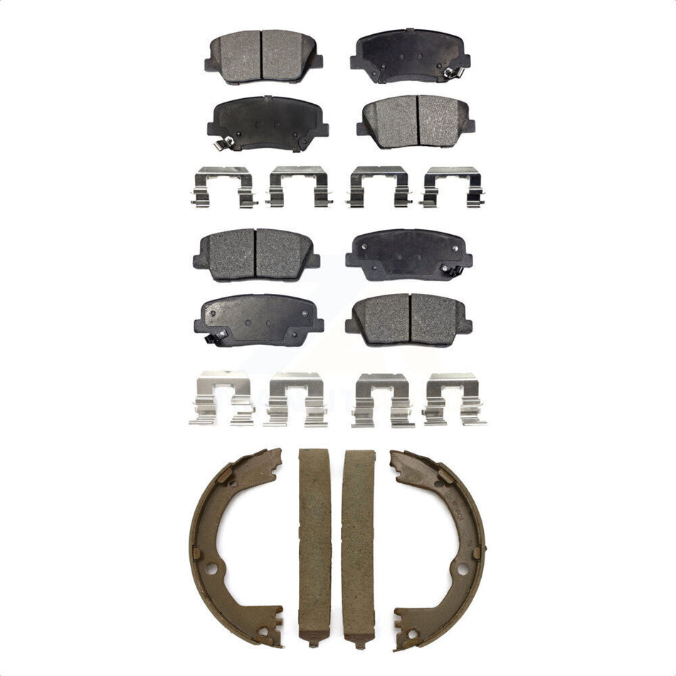 Front Rear Semi-Metallic Brake Pads And Parking Shoes Kit For Hyundai Santa Fe Sport Kia Sorento KFN-100639 by Transit Auto