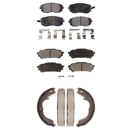 Front Rear Semi-Metallic Brake Pads And Parking Shoes Kit For 2008 Subaru Forester KFN-100741 by Transit Auto