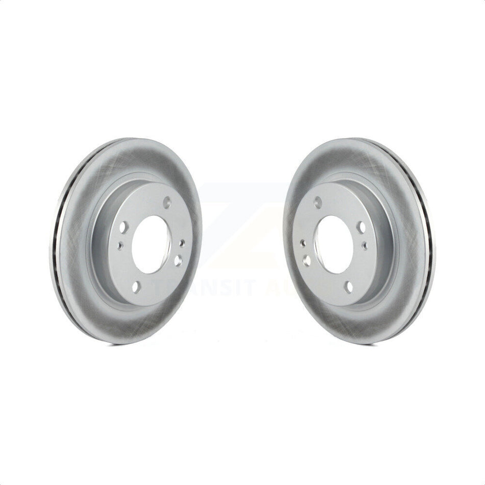 Front Coated Disc Brake Rotors Pair For 2014-2015 Mitsubishi Mirage KG-100356 by Genius