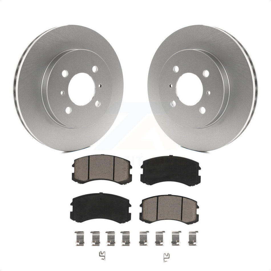 Front Coated Disc Brake Rotors And Ceramic Pads Kit For Mitsubishi Lancer KGC-100165 by Transit Auto