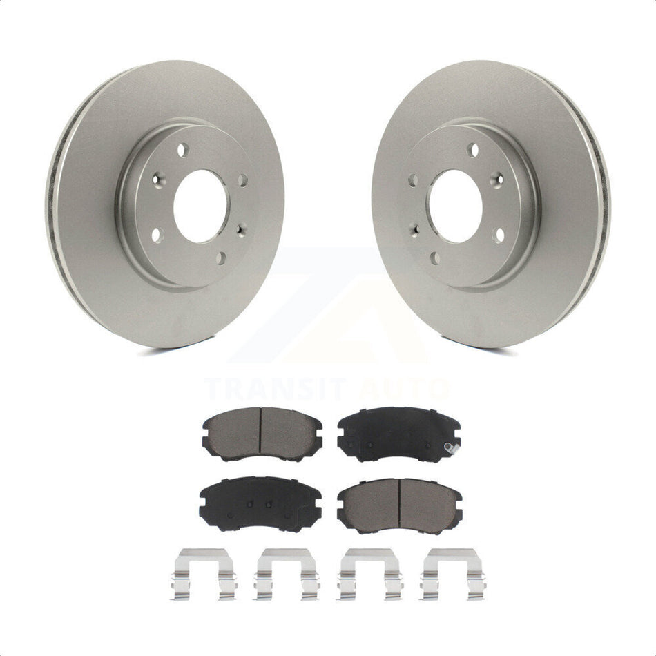 Front Coated Disc Brake Rotors And Ceramic Pads Kit For Hyundai Sonata Kia Optima Magentis KGC-100362 by Transit Auto