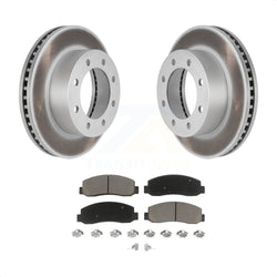 Front Coated Disc Brake Rotors And Ceramic Pads Kit For Ford F-250 Super Duty F-350 KGC-100394