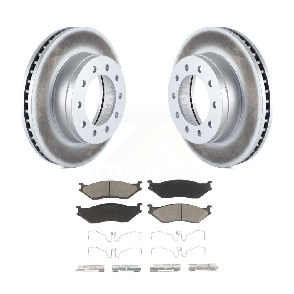 Front Coated Disc Brake Rotors And Ceramic Pads Kit For Ford F-450 Super Duty F-550 International CF500 CF600 KGC-100553 by Transit Auto