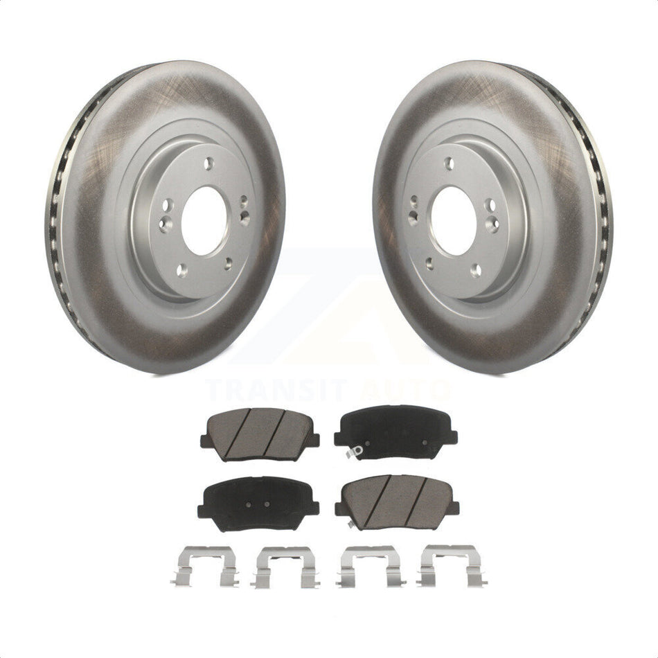 Front Coated Disc Brake Rotors And Ceramic Pads Kit For Hyundai Santa Fe Sport Kia Sorento KGC-100582 by Transit Auto