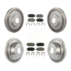 Front Rear Coated Disc Brake Rotors And Ceramic Pads Kit For 2014-2015 Kia Sorento With Red Painted Calipers KGC-100609