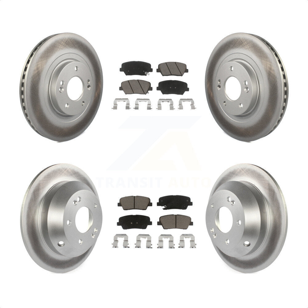 Front Rear Coated Disc Brake Rotors And Ceramic Pads Kit For Hyundai Santa Fe Sport Kia Sorento KGC-100610 by Transit Auto