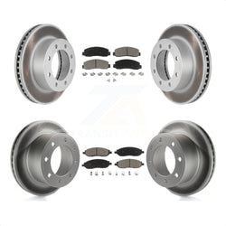 Front Rear Coated Disc Brake Rotors And Ceramic Pads Kit For Ford F-250 Super Duty F-350 KGC-100611