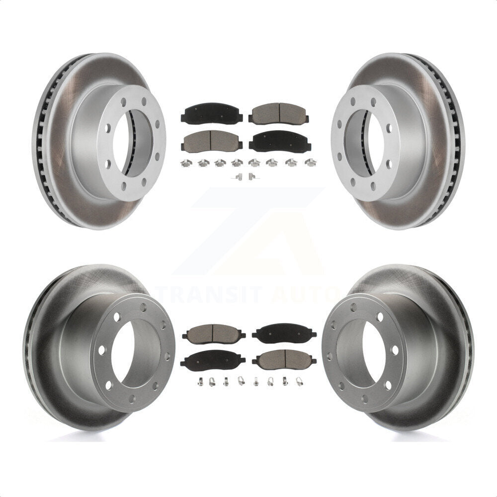 Front Rear Coated Disc Brake Rotors And Ceramic Pads Kit For Ford F-250 Super Duty F-350 KGC-100611 by Transit Auto