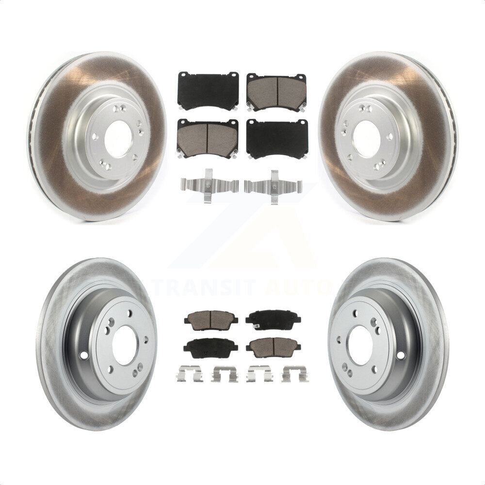 Front Rear Coated Disc Brake Rotors And Ceramic Pads Kit For Hyundai Genesis KGC-100762 by Transit Auto