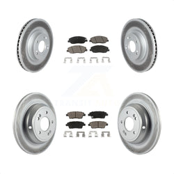 Front Rear Coated Disc Brake Rotors And Ceramic Pads Kit For Hyundai Genesis 3.8L KGC-100770