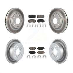 Front Rear Coated Disc Brake Rotors And Ceramic Pads Kit For 2010 Hyundai Elantra Sedan From 03 23 10 KGC-100825
