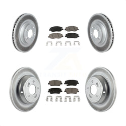 Front Rear Coated Disc Brake Rotors And Ceramic Pads Kit For Hyundai Genesis 3.8L KGC-100848