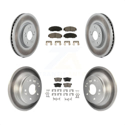Front Rear Coated Disc Brake Rotors And Ceramic Pads Kit For 2004-2005 Acura TL Automatic transmission KGC-100877