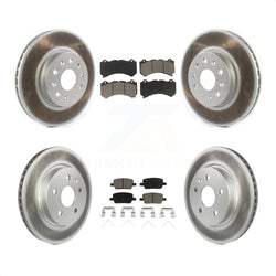 Front Rear Coated Disc Brake Rotors And Ceramic Pads Kit For 2019-2020 Chevrolet Camaro LT LS With 6 Piston Brembo Calipers KGC-100886