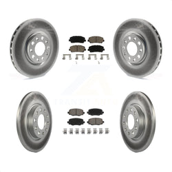 Front Rear Coated Disc Brake Rotors And Ceramic Pads Kit For 2015-2017 Chrysler 200 With 305mm Diameter Rotor KGC-100894