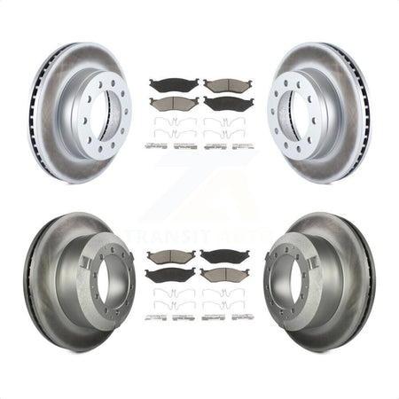 Front Rear Coated Disc Brake Rotors And Ceramic Pads Kit For Ford F-450 Super Duty F-550 International CF500 CF600 KGC-100939 by Transit Auto