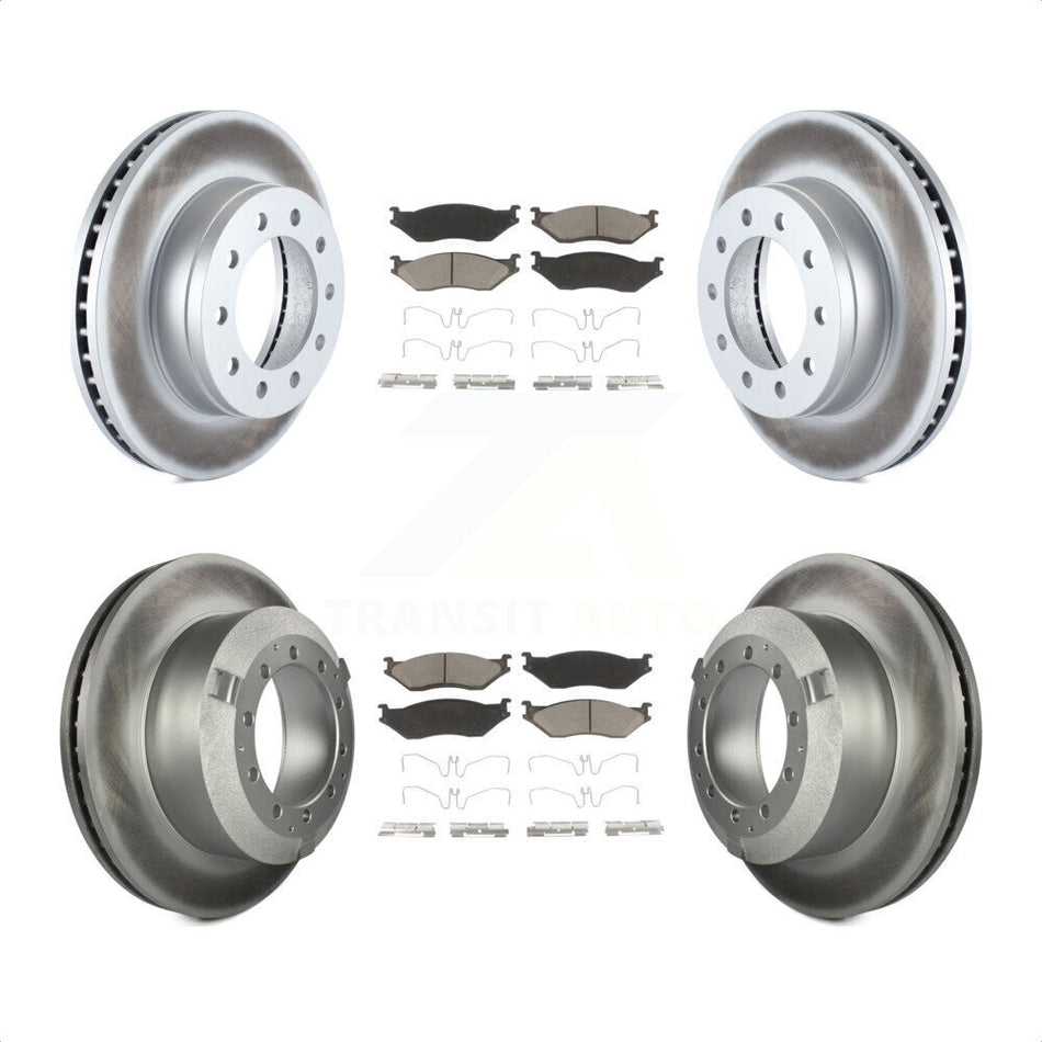 Front Rear Coated Disc Brake Rotors And Ceramic Pads Kit For Ford F-450 Super Duty F-550 International CF500 CF600 KGC-100939 by Transit Auto