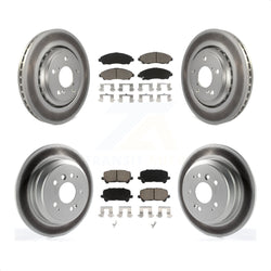 Front Rear Coated Disc Brake Rotors And Ceramic Pads Kit For Honda Pilot Ridgeline KGC-100966
