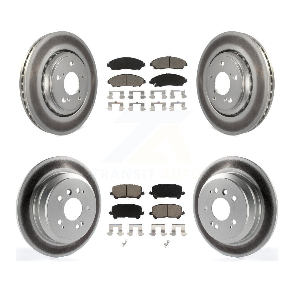 Front Rear Coated Disc Brake Rotors And Ceramic Pads Kit For Honda Pilot Ridgeline KGC-100966 by Transit Auto