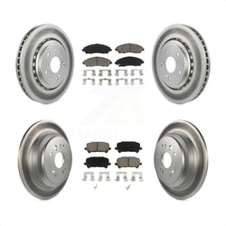 Front Rear Coated Disc Brake Rotors And Ceramic Pads Kit For 2014-2016 Acura MDX KGC-100968