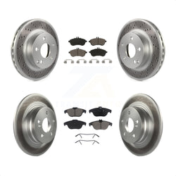 Front Rear Coated Disc Brake Rotors And Ceramic Pads Kit For Mercedes-Benz C300 C250 C230 KGC-101006