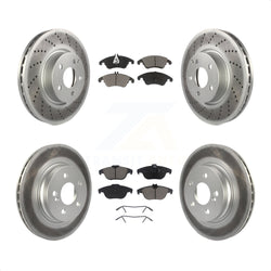 Front Rear Coated Disc Brake Rotors And Ceramic Pads Kit For Mercedes-Benz E350 C300 C350 KGC-101011