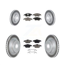 Front Rear Coated Disc Brake Rotors And Ceramic Pads Kit For 2010-2011 Mercedes-Benz E550 Coupe With 320mm Diameter Rotor KGC-101014