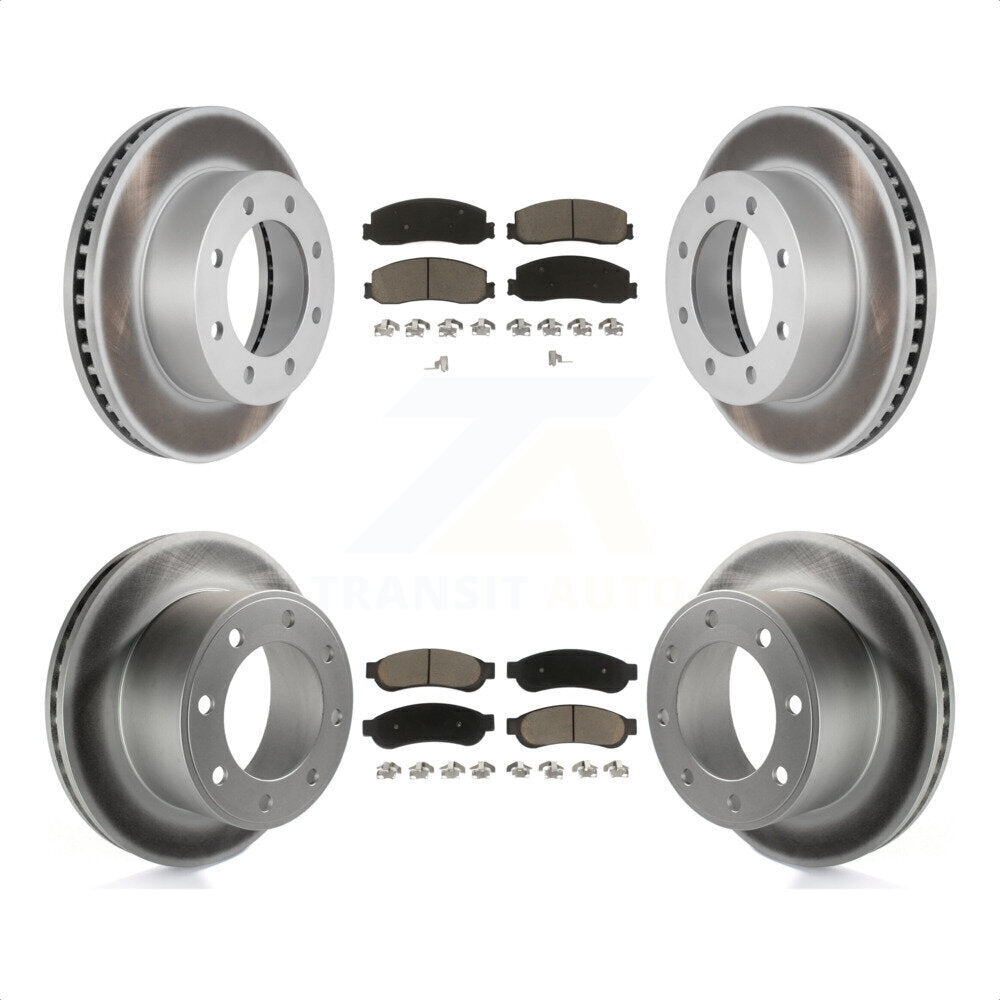 Front Rear Coated Disc Brake Rotors And Ceramic Pads Kit For Ford F-250 Super Duty F-350 4WD KGC-101054 by Transit Auto