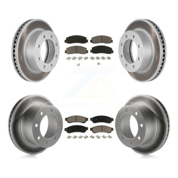 Front Rear Coated Disc Brake Rotors And Ceramic Pads Kit For Ford F-250 Super Duty F-350 4WD KGC-101054