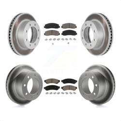 Front Rear Coated Disc Brake Rotors And Ceramic Pads Kit For Ford F-250 Super Duty F-350 With Single Wheels 4WD KGC-101055