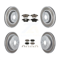 Front Rear Coated Disc Brake Rotors And Ceramic Pads Kit For 2008-2011 Land Rover LR2 KGC-101123