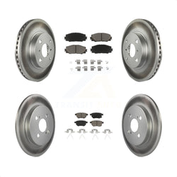 Front Rear Coated Disc Brake Rotors And Ceramic Pads Kit For 2012-2013 Toyota Yaris L LE KGC-101147