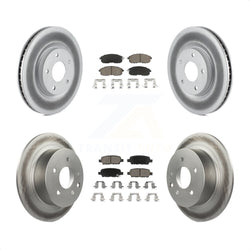 Front Rear Coated Disc Brake Rotors And Ceramic Pads Kit For 2007-2012 Nissan Sentra SE-R KGC-101170