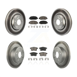 Front Rear Coated Disc Brake Rotors And Ceramic Pads Kit For 2017 Honda Accord Hybrid EX-L Touring KGC-101196