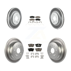 Front Rear Coated Disc Brake Rotors And Ceramic Pads Kit For 2012-2016 Honda CR-V AWD KGC-101218